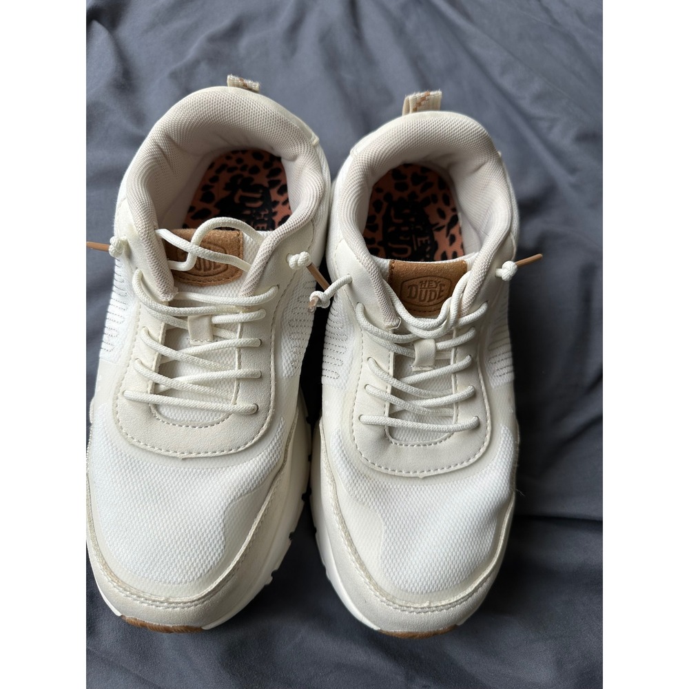 Hey Dude Sirocco Alta W Neutrals White Cream Leopard Print Sneakers Womens 7 - Picture 3 of 8